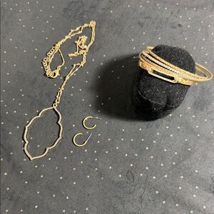 Gold and Silver Necklace with Hoop Earrings